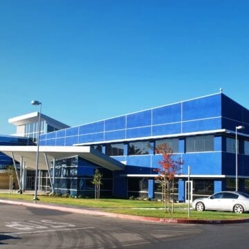 The Student Center is an innovative high-performance building with optimum functionality and maximum flexibility. The 2-story structure is part of a five building project which includes a Maintenance and Operations Center, Sports Stadium, Field House, Campus Security building, and 500 car Parking Structure.